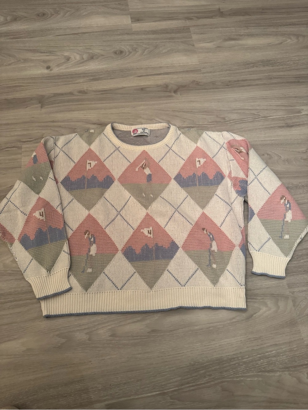 ISLE OF COTTON | Women’s Vintage 80s/90s Pastel Golf Knit Sweater | Size M
